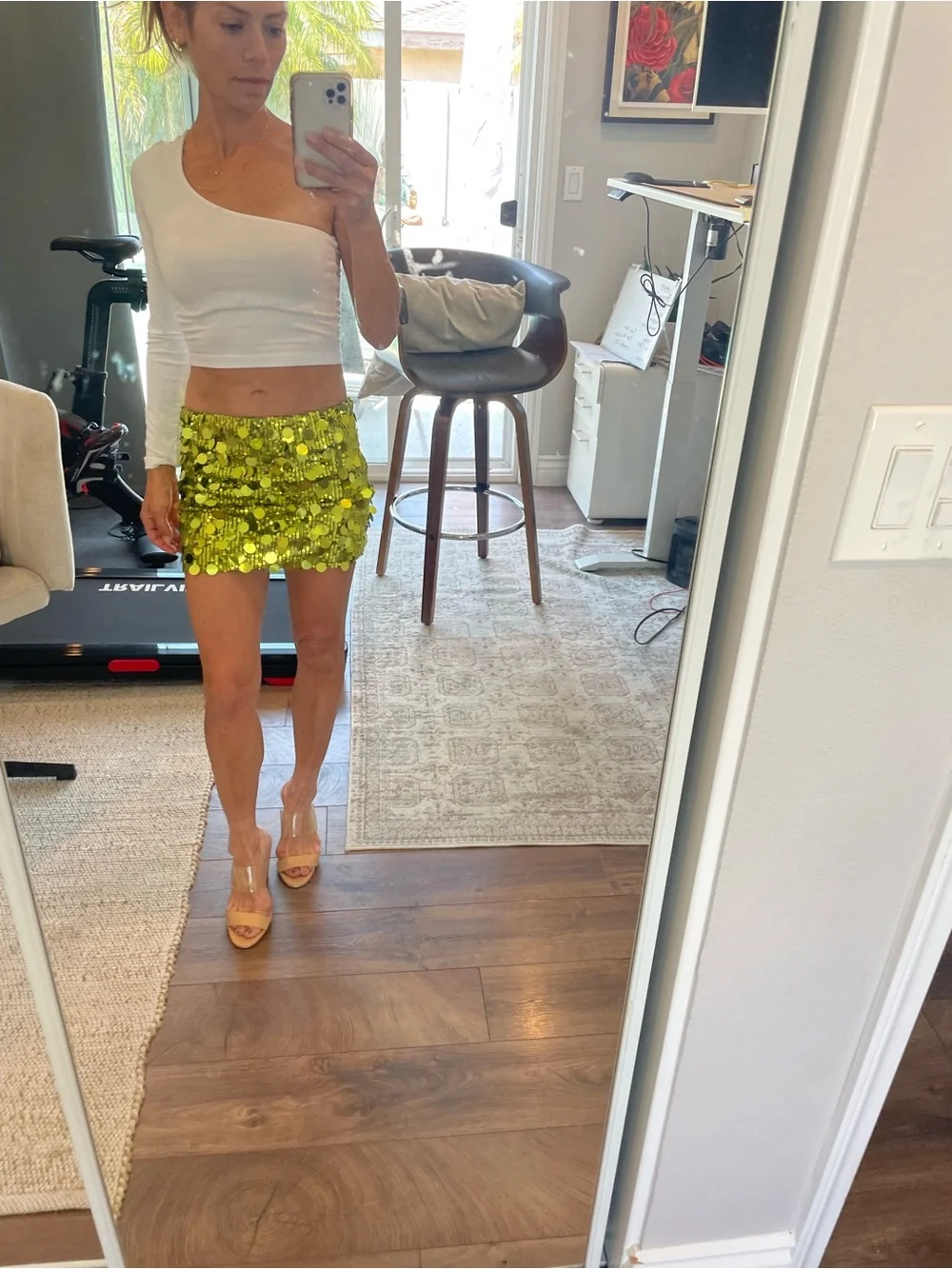 Edikted Yellow Sequin Mini Skirt - Picture 8 of 9